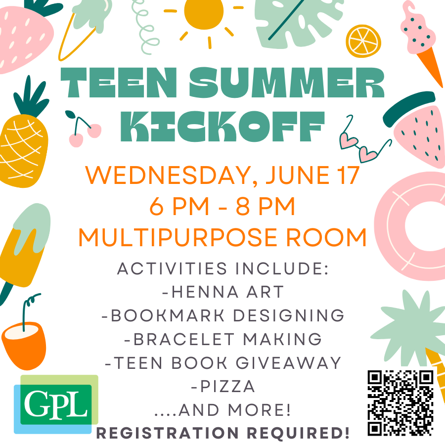 Teen Summer Kickoff - Wednesday, June 17, 6-8 PM